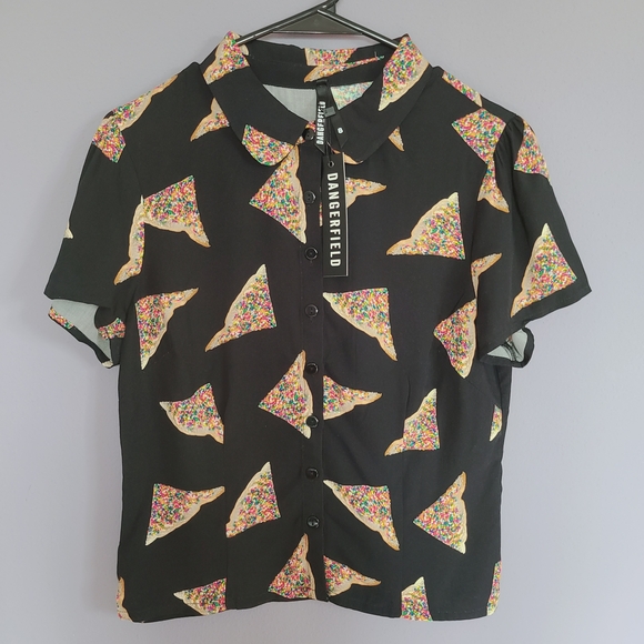 Dangerfield Black Fairy Bread Print Women's Blouse - Picture 1 of 5